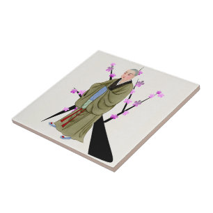 Ceramisk tile för buddhist Munk Kakelplatta