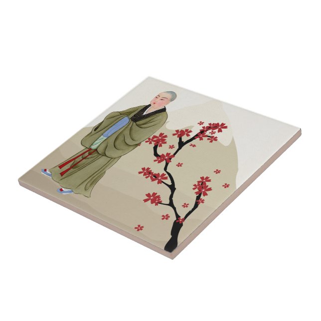 Ceramisk tile för buddhist Munk Kakelplatta (Sidan)