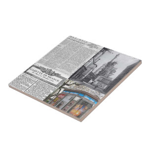 Ceramisk tile Paris Frankrike Newspaper Kakelplatta