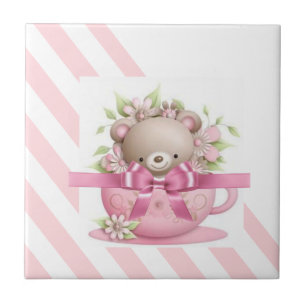 Ceramisk Tile Rand Rosa & White Rand Girl Kakelplatta