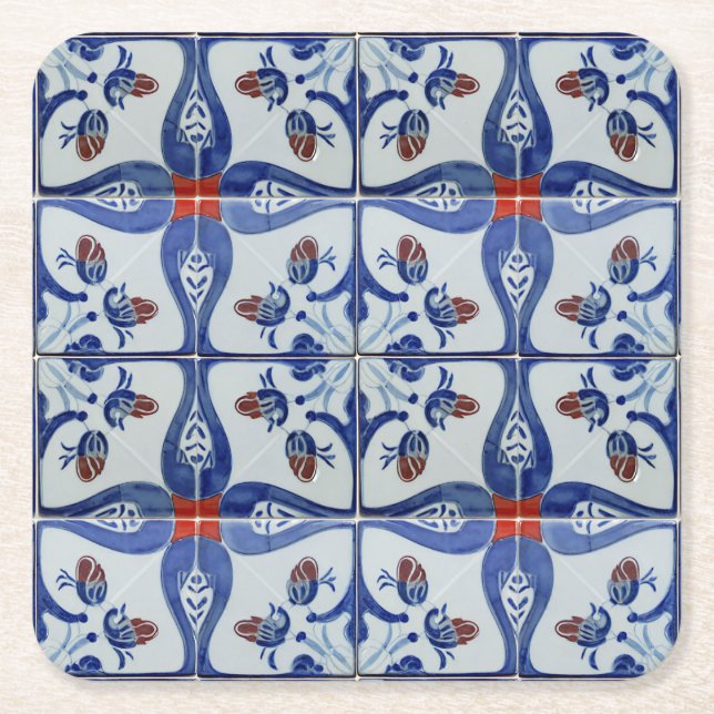 Ceramisk Tile Stil Mönster Underlägg Papper Kvadrat (Framsidan)