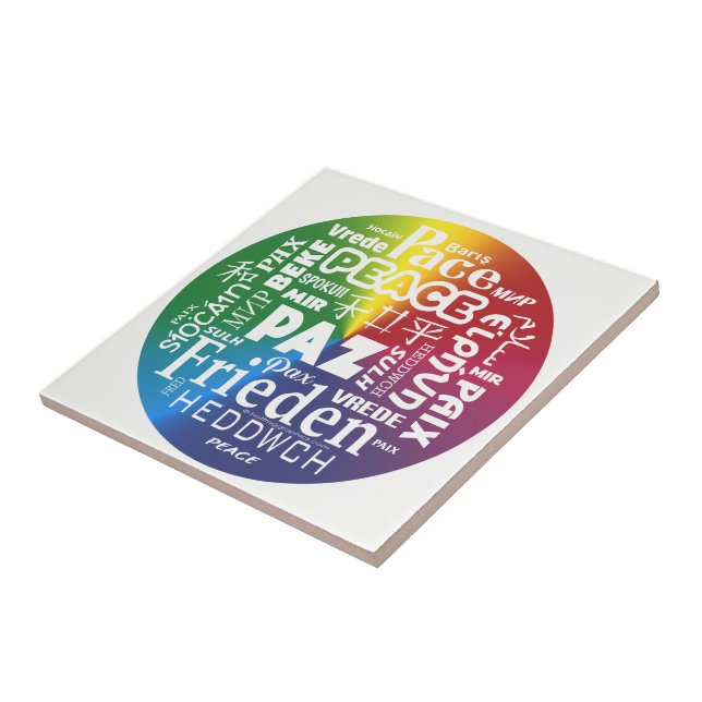 Ceramisk visning Peace Paz Pax flerspråkig Kakelplatta (Sidan)