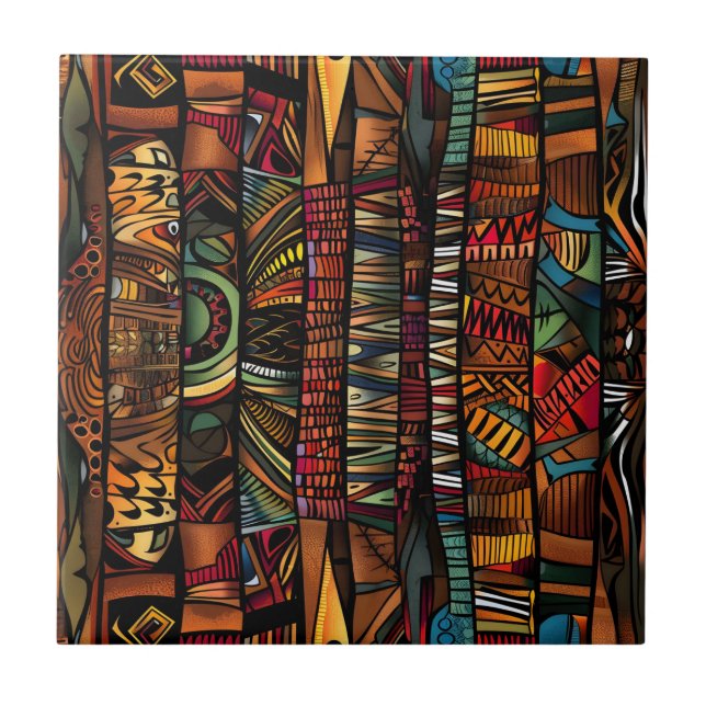 Ceramiska plattan Mönster i afrikanska stammen Kakelplatta (Framsidan)