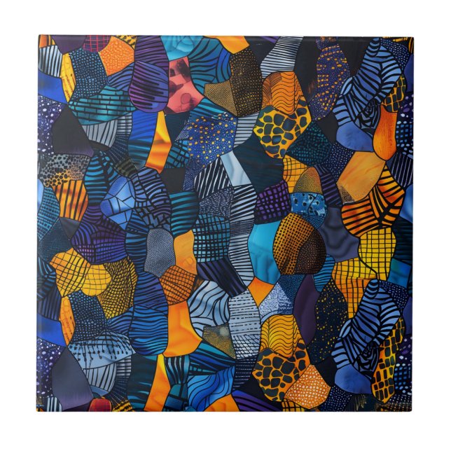 Ceramiska plattan Mönster i afrikanska stammen Kakelplatta (Framsidan)