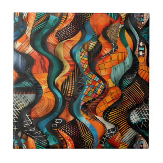 Ceramiska plattan Mönster i afrikanska stammen Kakelplatta