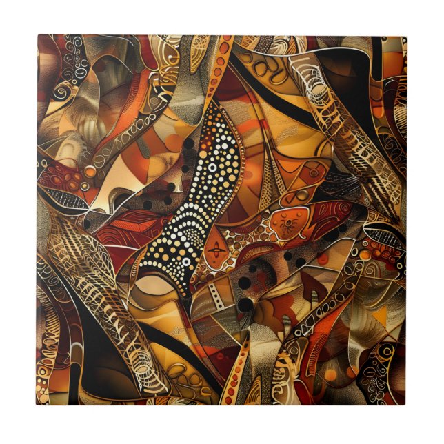 Ceramiska plattan Mönster i afrikanska stammen Kakelplatta (Framsidan)