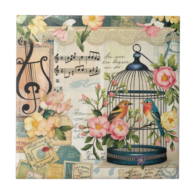 Ceramiska plattan shabby chic kakelplatta (Framsidan)