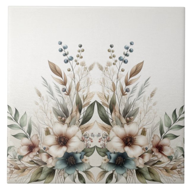 Ceramiska plattor i ivoriansk Blåa blommor Kakelplatta (Framsidan)