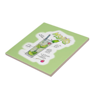 CERAMISKA TILES - MOJITO RECIPE COCKTAIL ART KAKELPLATTA