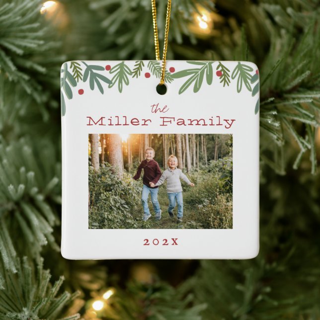 Ceramiskt julkort för botaniska Helgdag Julgransprydnad Keramik (Träd)