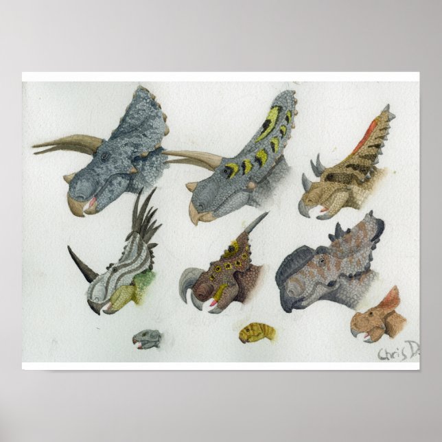 Ceratopiska huvuden Skriv ut Poster (Framsidan)