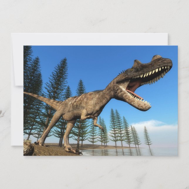 Ceratosaurus dinosaur vid kustlinjen - 3D-renderin (Framsida)