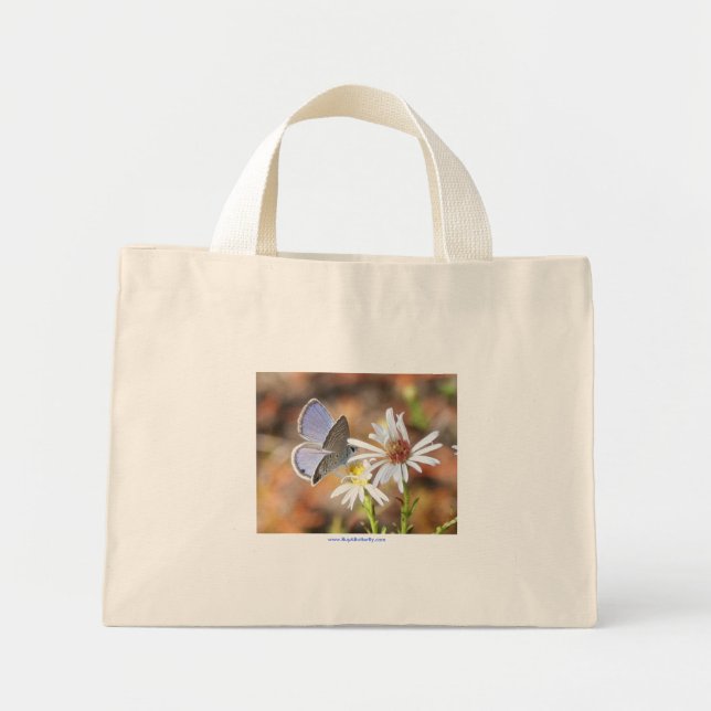 Ceraunus Blue Butterfly Blue Rand Tote Bag Mini Tygkasse (Framsidan)