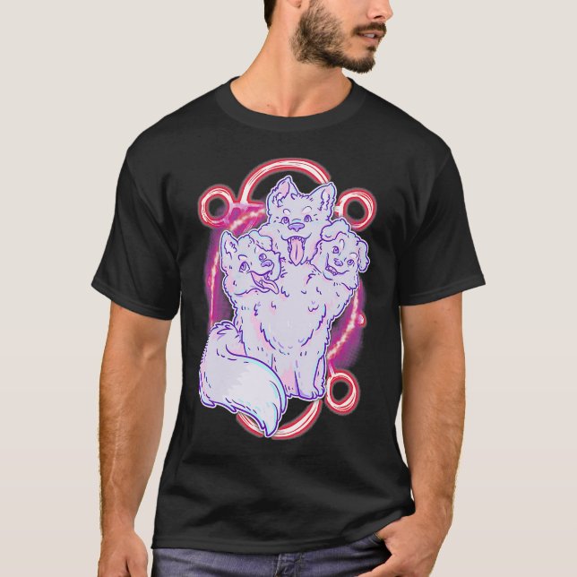 Cerberus 3 Headed Dog  Kawaii Pastel Goth Cute T Shirt (Framsida)