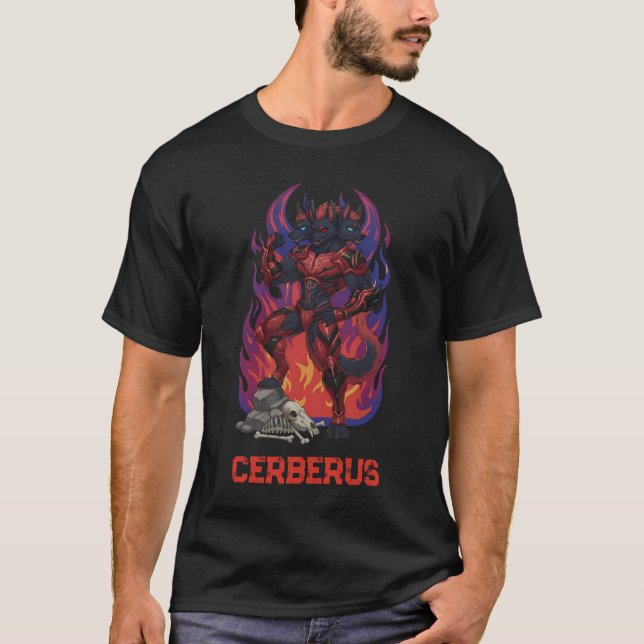Cerberus Hell Guardian - Mythology Art T Shirt (Framsida)