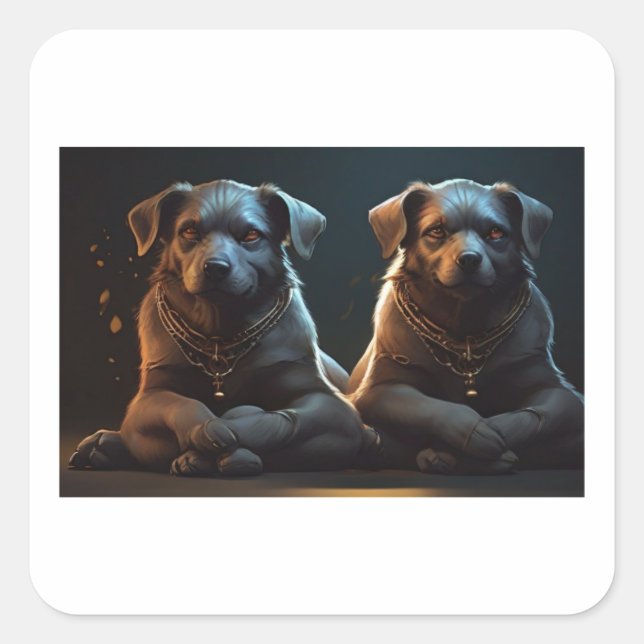 Cerberus i yoga pose fyrkantigt klistermärke (Framsida)