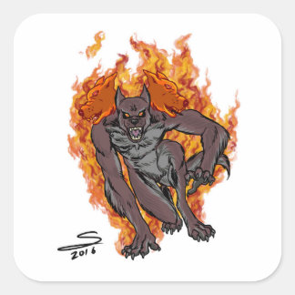 Cerberus Square Stickers Fyrkantigt Klistermärke