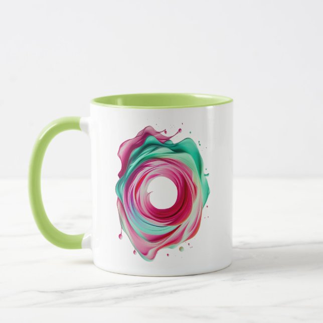 Cercle Abstrait Design aux Couleurs Rose et Vert. Mugg (Vänster)