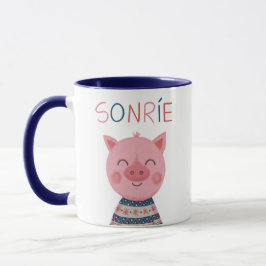 Cerdito feliz sonríe mugg