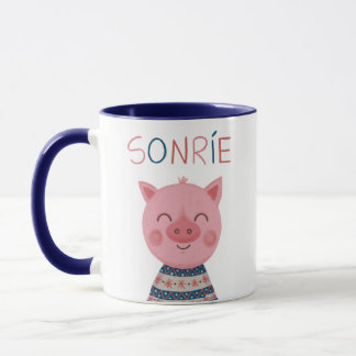 Cerdito feliz sonríe mugg