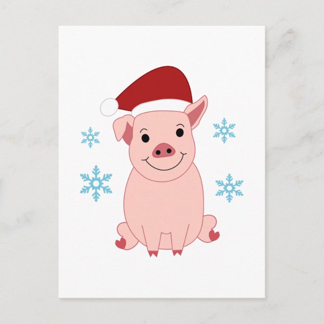 Cerdito navideño sonriente helg vykort (Framsida)