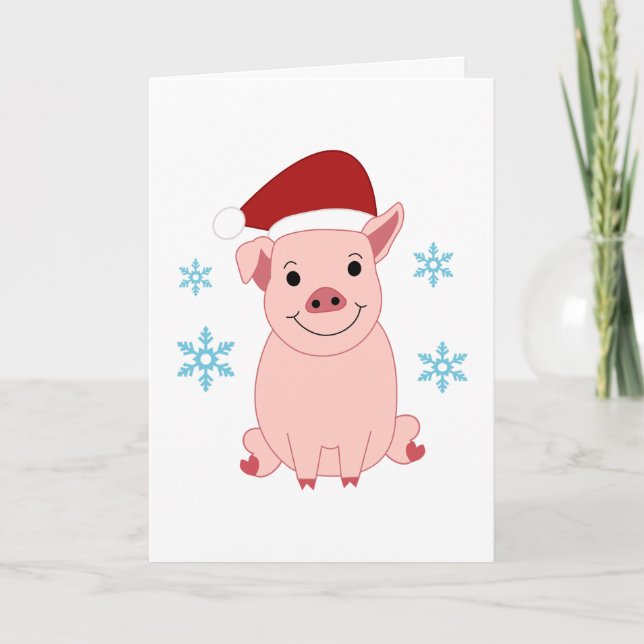 Cerdito navideño sonriente helgkort (Framsida)