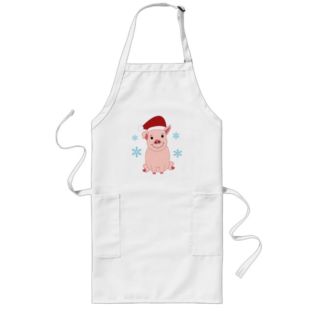 Cerdito navideño sonriente långt förkläde (Framsidan)