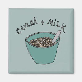 Cereal and Milk Magnet, Nostalgic Illustration Magnet