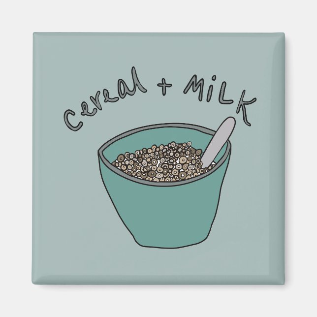 Cereal and Milk Magnet, Nostalgic Illustration Magnet (Framsidan)