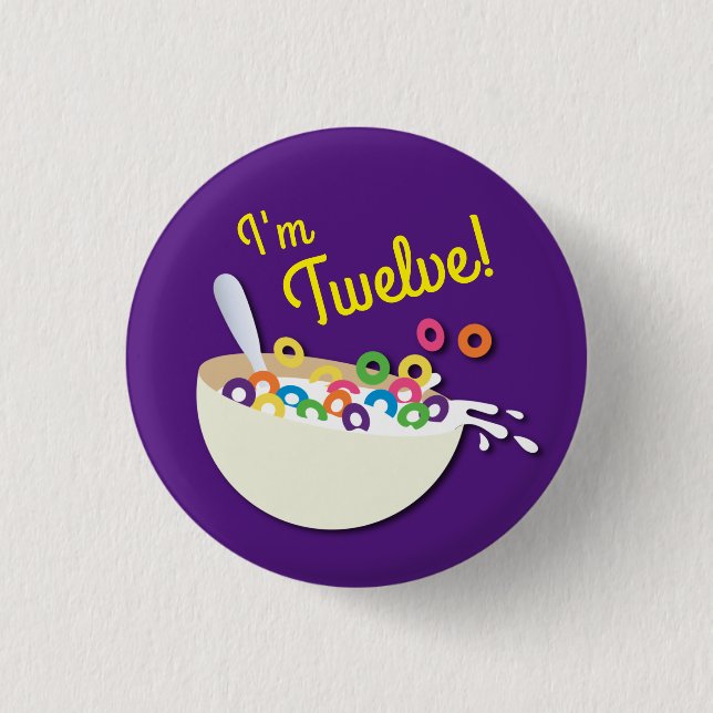 Cereal Bowl Kids Sleepover Födelsedagsfest Cute Knapp (Framsida)