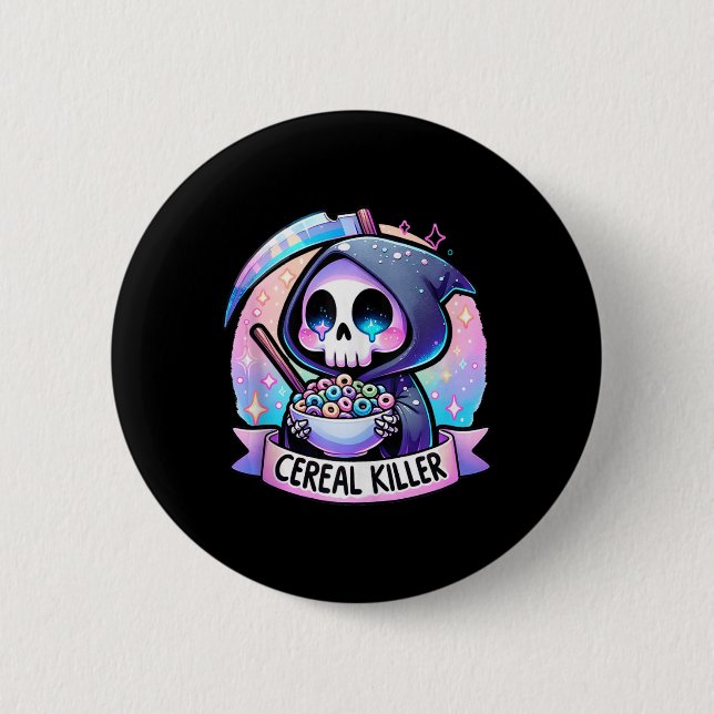 Cereal Killer Breakfast Cereal Bowl Cereals Skull Knapp (Framsida)
