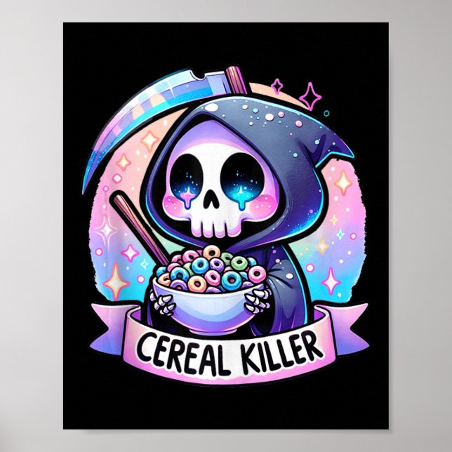 Cereal Killer Breakfast Cereal Bowl Cereals Skull Poster (Framsidan)