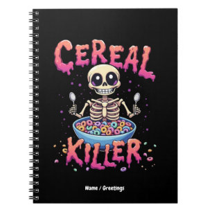 Cereal Killer Breakfast Funny Cereal Bowl Skeleton Anteckningsbok