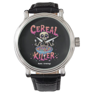Cereal Killer Breakfast Funny Cereal Bowl Skeleton Armbandsur