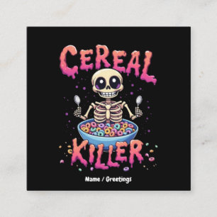 Cereal Killer Breakfast Funny Cereal Bowl Skeleton Fyrkantigt Visitkort