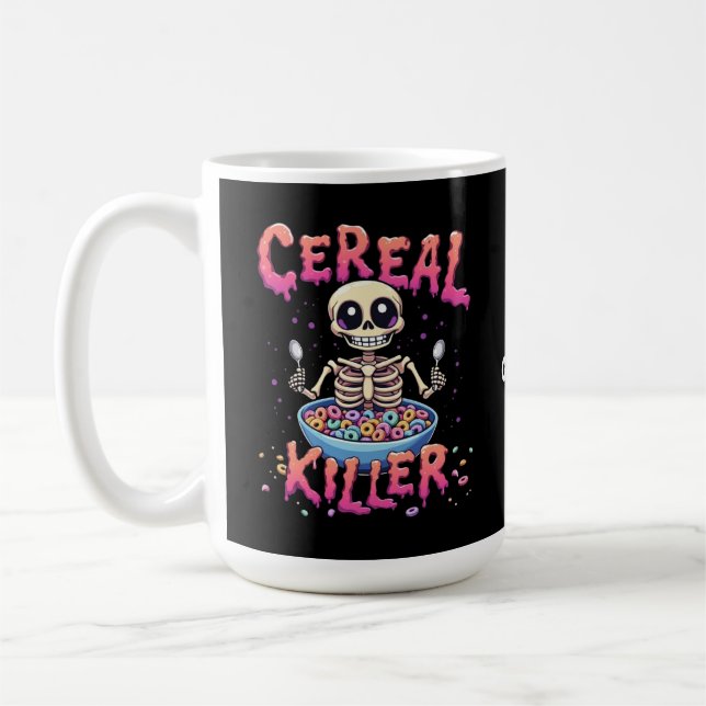 Cereal Killer Breakfast Funny Cereal Bowl Skeleton Kaffemugg (Vänster)