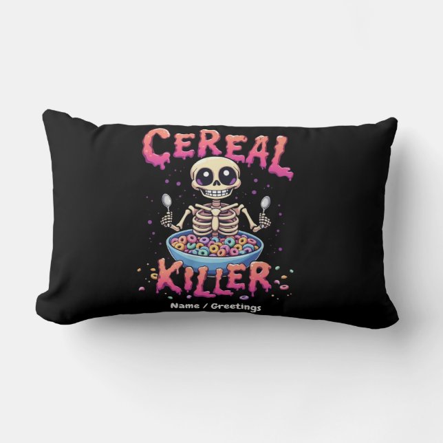 Cereal Killer Breakfast Funny Cereal Bowl Skeleton Lumbarkudde (Framsida)