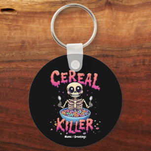 Cereal Killer Breakfast Funny Cereal Bowl Skeleton Nyckelring