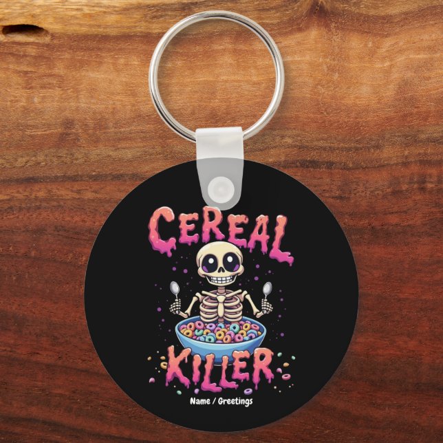 Cereal Killer Breakfast Funny Cereal Bowl Skeleton Nyckelring (Framsida)