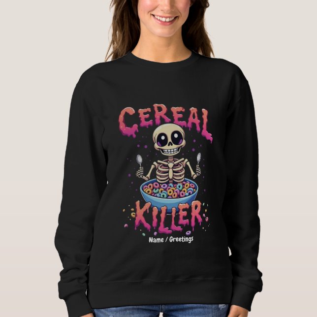 Cereal Killer Breakfast Funny Cereal Bowl Skeleton T Shirt (Framsida)