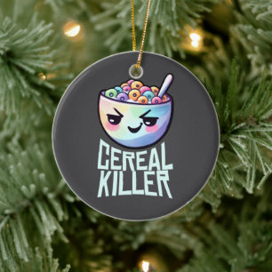 Cereal Killer Breakfast Pun Julgransprydnad Keramik