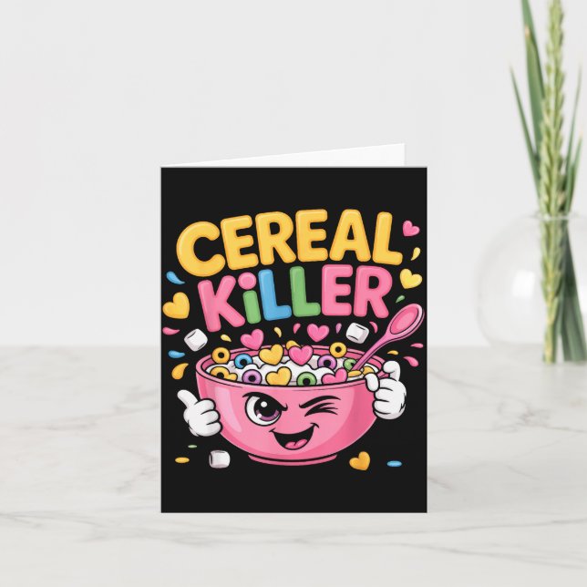 Cereal Killer Cartoon Bowl Funny Breakfast  Kort (Framsida)