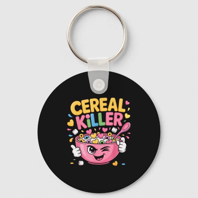 Cereal Killer Cartoon Bowl Funny Breakfast  Nyckelring (Framsida)
