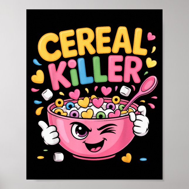 Cereal Killer Cartoon Bowl Funny Breakfast  Poster (Framsidan)