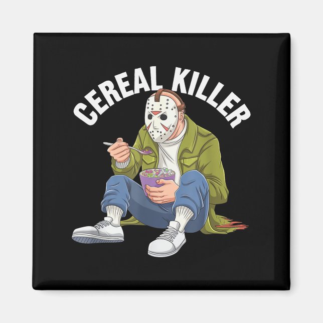 Cereal Killer Funny Halloween Horror Movie Masked  Magnet (Framsidan)