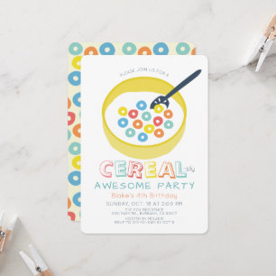 Cereal-snygg Awesome Gul Cereal Barnkalas Inbjudningar