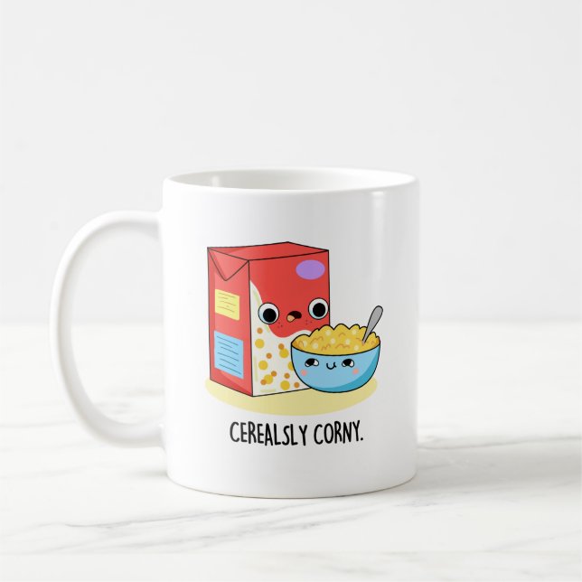 Cerealely Corny Funny Mjölk Cereal Pun Kaffemugg (Vänster)