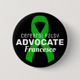 Cerebral Palsy Advocate Ribbon Black Button Knapp