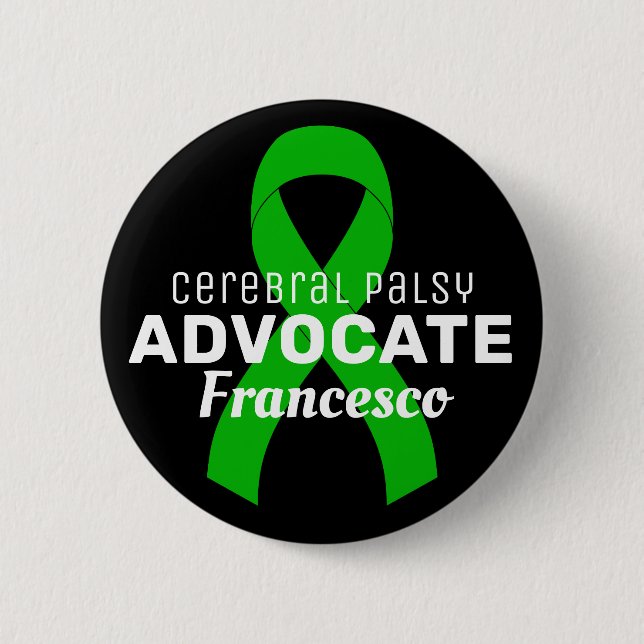Cerebral Palsy Advocate Ribbon Black Button Knapp (Framsida)