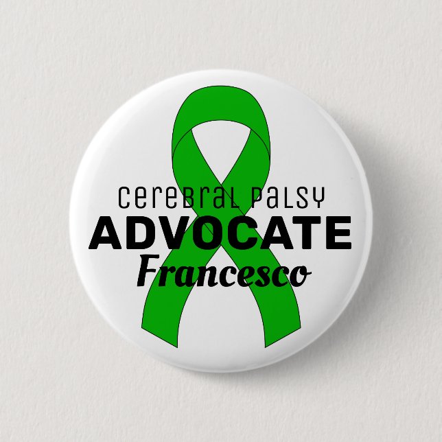 Cerebral Palsy Advocate Ribbon White Button Knapp (Framsida)